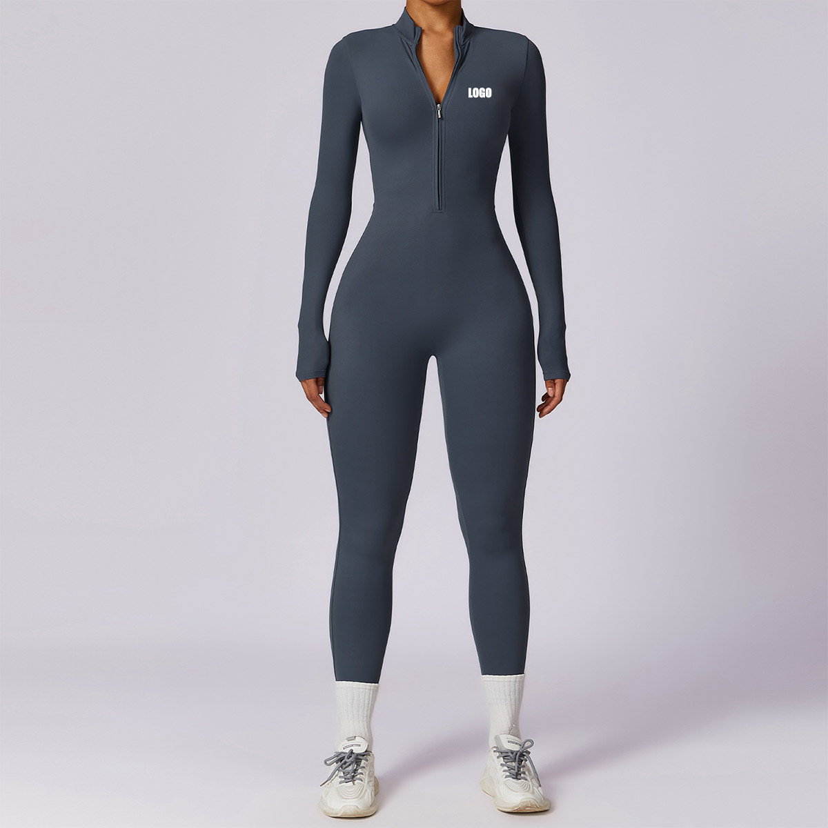 Yoga Fitness Logo - Customized LOGO women's zipper long-sleeved yoga
